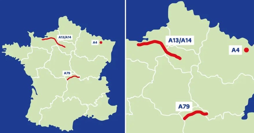 Carte des autoroutes avec un péage en flux libre