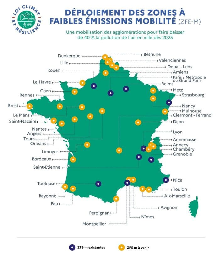 Carte des zones ZFE-m